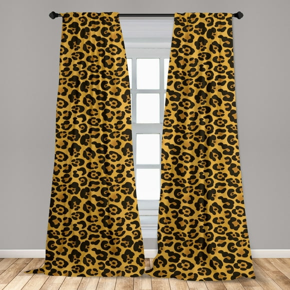White Wolf Curtains Safari Wild Animal Print Curtains for Bedroom Living Room for Kids Boys Teens Wildlife Style Windows Drapes Black Hypoallergenic Microfiber Room Decoration,38 X 45 Inch,2 Panels 